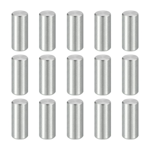 Uxcell 15pcs Dowel Pins M6(6mm) x 15mm 304 Stainless Steel Cylindrical Shelf Support Peg Pin Rod Fasten Elements for Metal Devices Wood Furniture DIY Installation, Silver