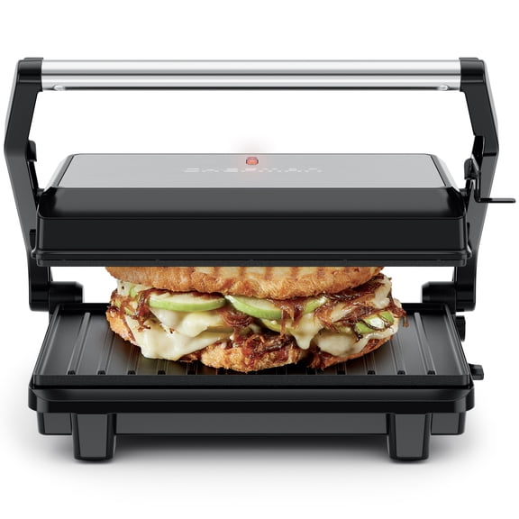 Chefman Panini Press & Indoor Grill with Nonstick Grill Plates, Floating Hinge, Opens 180° - Black