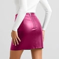 thumbnail image 4 of Wxolcjlv Womens Leather Mini Skirt High Waist Side Slit Slim Fit Skirts, 4 of 5