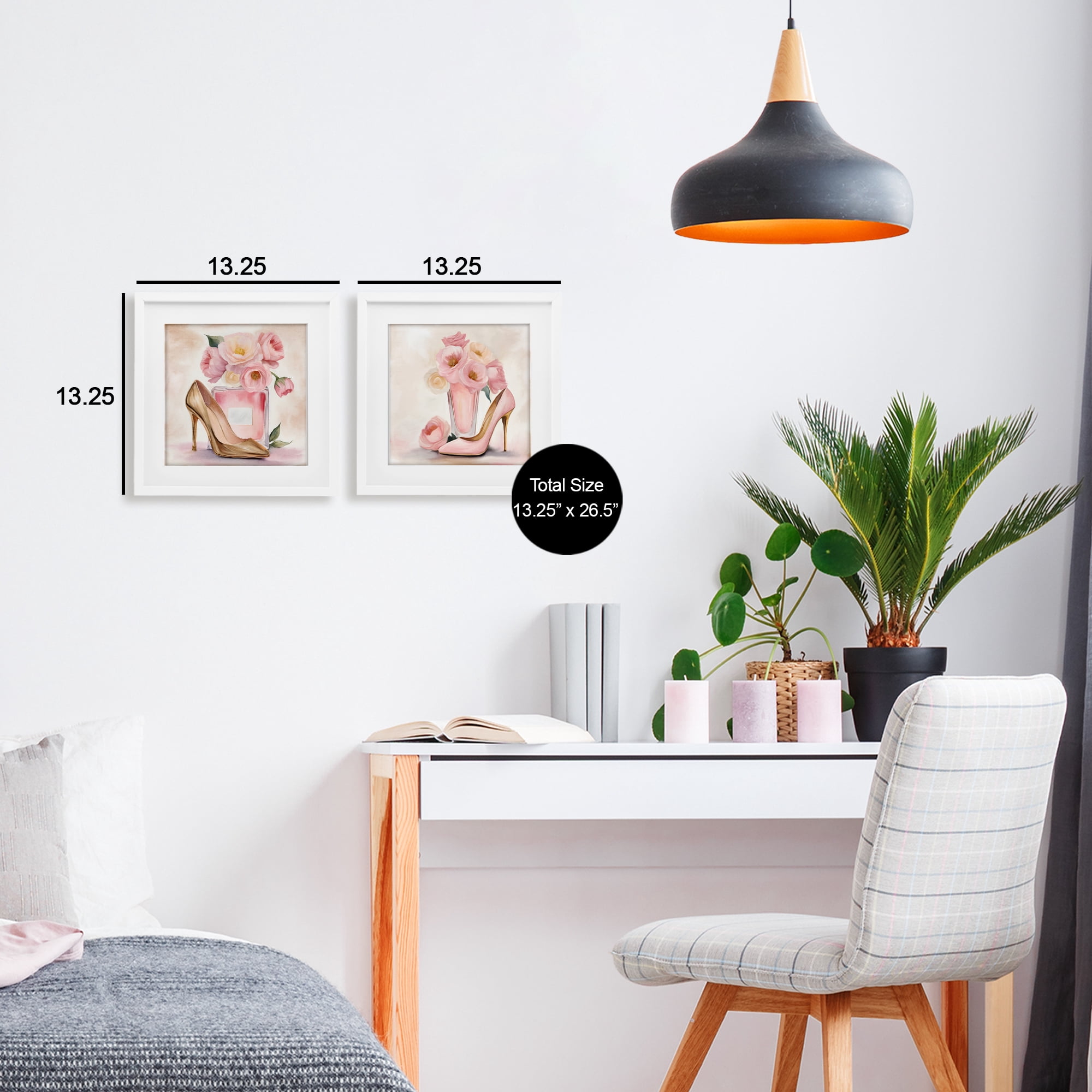 Stupell Industries Blush Pink Beauty 2 Piece White Framed Print Under Glass Set, design by Kim Allen