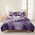 thumbnail image 3 of Twin XL Quilt Set 68''x98'', Purple Mountain Bedspread Coverlet with 2 Pillow Shams, Misty Forest Nature Woodland Pine Tree Landscape Breathable All Season Quilt Bedding for Dorm/Guest Room, 3 of 9