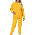thumbnail image 3 of BLOCLOALO 2 Piece Lounge Set Long Sleeve Pullover Sweatshirts Fashionable Sports Casual Jacket Trousers Round Neck Suit Sweatpants and Sweatshirt Set Plus Size Workout Sets Casual Sets Yellow S, 3 of 8