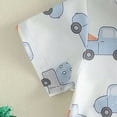 thumbnail image 4 of Toddler Baby Boy Easter Outfit Bunny Truck Short Sleeve Button Down Shirt Romper Suspender Shorts Set 2 Piece, 4 of 6
