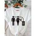 thumbnail image 2 of [Artistic Flair] Women's Casual Crew Neck Short-Sleeve T-Shirt with Unique Portrait Print, 100% Polyester Knit Fabric, Lightweight & Breathable, Semi-Sheer, White with Black Graphic Design, Spring/Su, 2 of 7