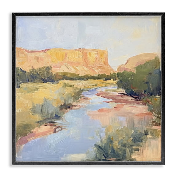 Stupell Industries Transitional Painted Plateau River Reflection Black Framed Giclee Art, 12 x 12, by Petals Prints Design