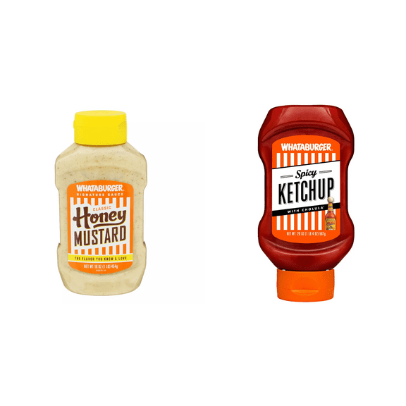 Whataburger Classic Honey Mustard, 16 oz Whataburger Spicy Ketchup with Cholula, 20 oz