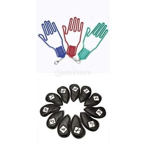 Outdoor Sport Golf Gloves Stretcher + Iron Club Head Cover