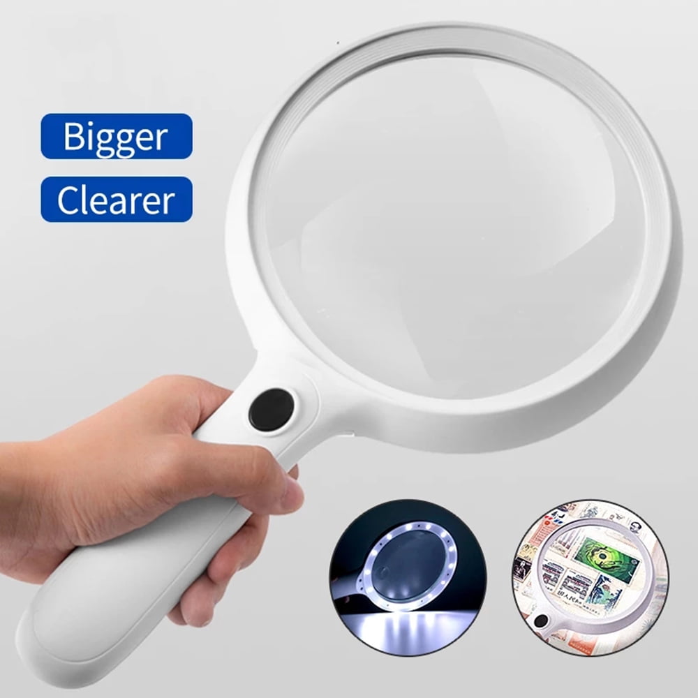 Color : -, Size : - to Identify High-Definition Designed for The Elderly/Students Interest Enthusiasts FSJIANGYUE Magnifier Glass Lightweight Handheld Reading Magnifying Glass with Light 10 / 20X