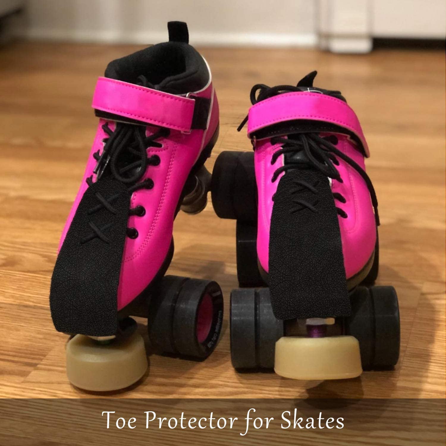 BESPORTBLE Roller Skates Leather Toe Guards Flat Toe Guard Protectors Roller Skate Toe Caps Covers Skating Accessories Supply Black 