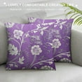 thumbnail image 3 of Throw Pillow Covers Lavender Purple Color Design White Floral Elegant Flowers Pattern Square Pillowcase for Home Decor Sofa Car Bedroom Pillow case, 3 of 5