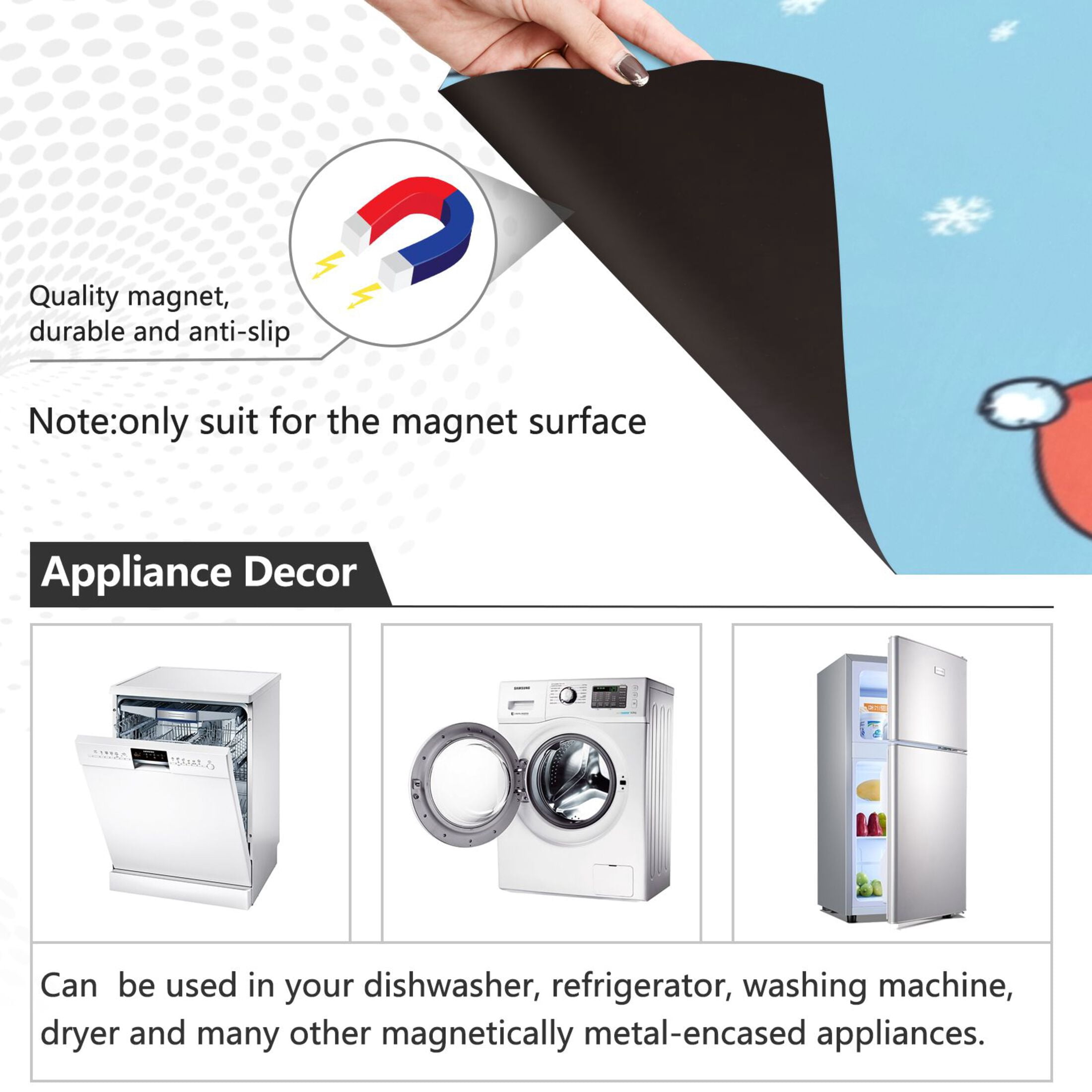 Dishwasher Magnetic Sticker 23x26 Inch Refrigerator Magnetic Sticker Washing Machine Magnetic Sticker Kitchen Panel Magnetic Sticker Home Decor Christmas Beautiful Snowman