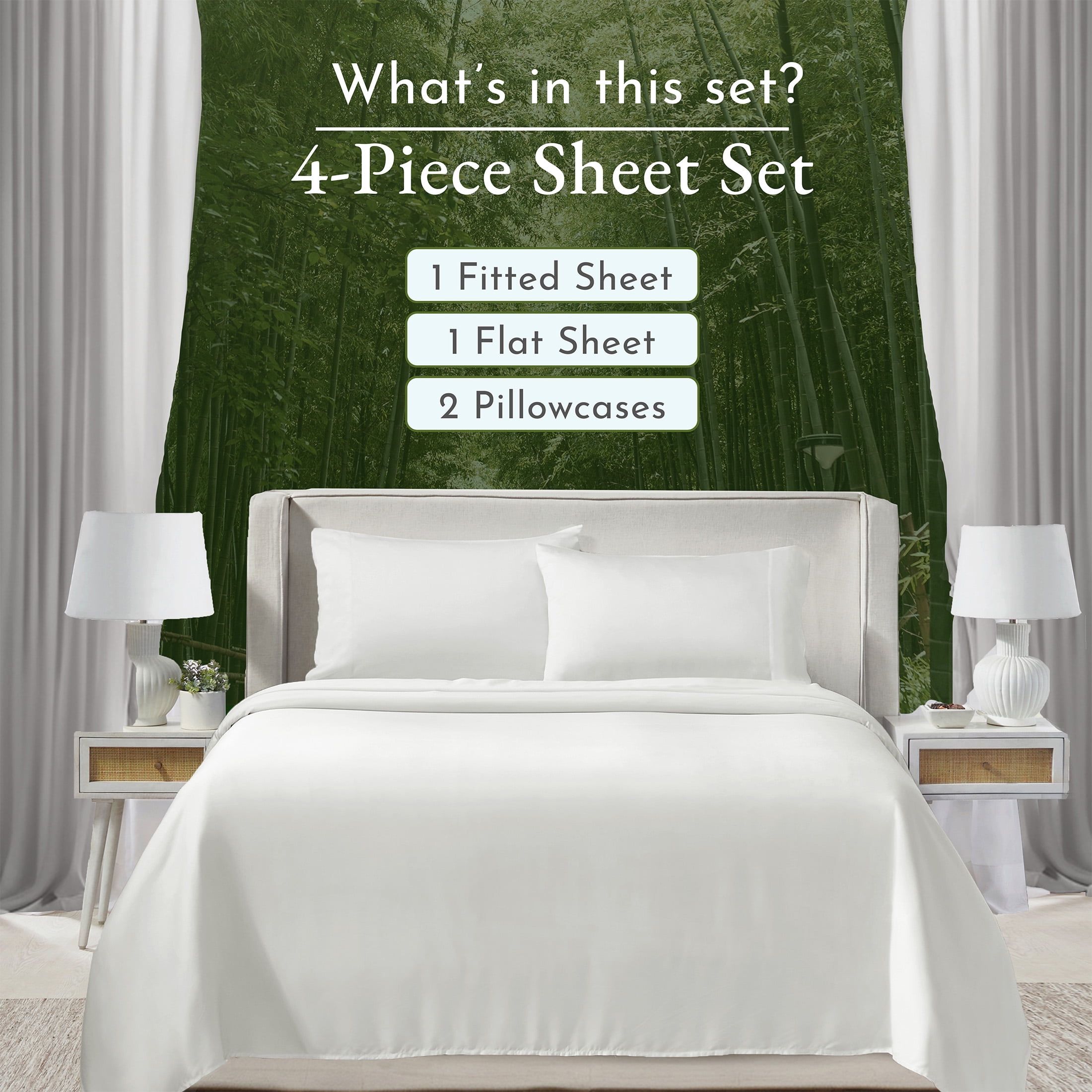 California Design Den Cal King Sheet Set - Soft Rayon from Bamboo Sheets, Silk Sheets 4 Piece Sheet Set, Deep Pockets, Ivory