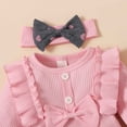 thumbnail image 6 of YDFCWXW Toddler Baby Girl Clothes Long Sleeve Floral Print T Shirt Ruffle Pants Headband Girl 3PCS Outfits Set (Pink, 9-12 Months), 6 of 9