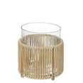 thumbnail image 1 of Glass Candle Holder Hurrican With Metal & Raffia Base 6.25", 1 of 4