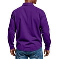 thumbnail image 3 of Fabrcox Fall Spring Men's Polo Shirts Loose Fit Long Sleeve Button Collared Fashion Pullover Golf Shirts Basic Solid Color Casual Polo Shirts Dark Purple M, 3 of 4