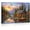 Frame-style, variant on Nature Mountain Landscape Canvas Wall Art Posters Rustic Log Cabin Lake View Sunset Wildlife Scenery Painting Home Decor for Living Room Bedroom Cabin Lodge