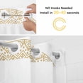 thumbnail image 2 of No Hook Shower Curtain with Snap in Liner, Vintage Yellow Bohemian Pattern Waterproof Bath Curtain Double Layers with See Through Top Window, Classic Boho Art Hotel Shower Curtains 72x72in, 2 of 9