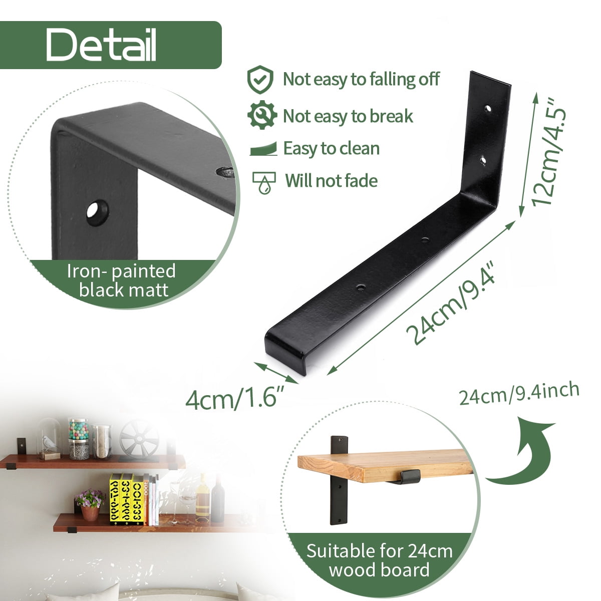 4Pcs Heavy Duty Iron Shelf Brackets for Wall,  L Shaped Metal Shelving Bracket Supports