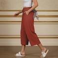 thumbnail image 6 of RRMuAzgs Wide Leg Linen Pant for Women Elastic Waist Drawstring Women Capri Pants Summer Beach Travel Loose Fit Pant, 6 of 9