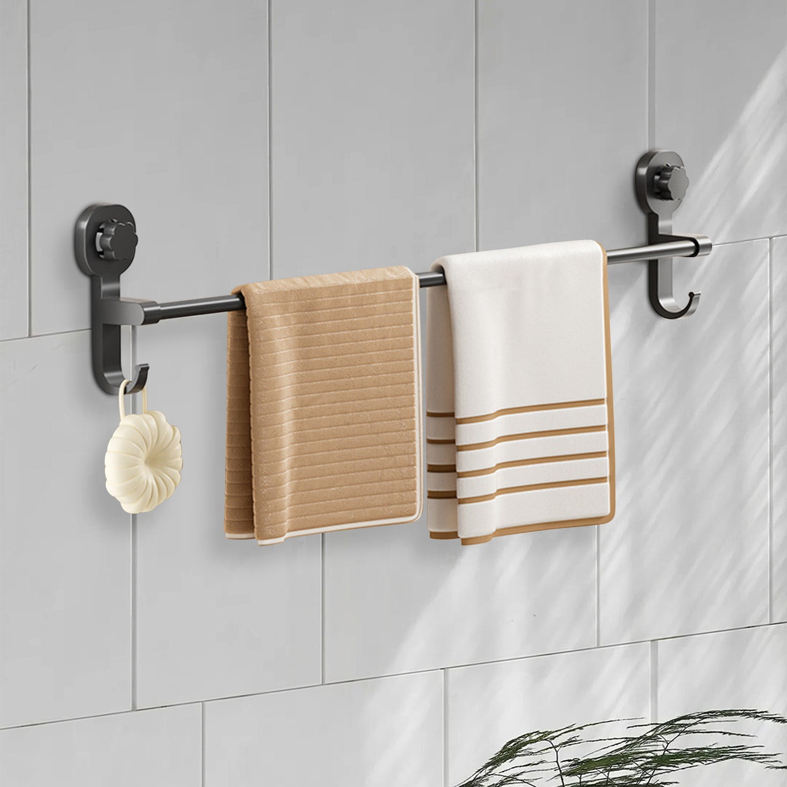 Toallero de baño con ventosa | Barra para toallas montada en pared sin ...