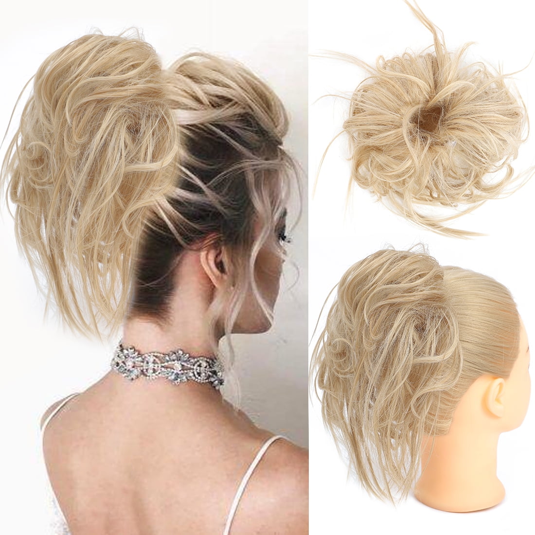 MORICA 1PCS Tousled Updo Messy Bun Hair Piece Extension with Elastic ...