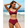 thumbnail image 3 of Charmo Women Twist High Waisted Bikini Swimwear Two Piece Ruched Tummy Control Swimsuit, 3 of 6
