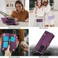 thumbnail image 6 of ELEHOLD For Samsung Galaxy S21 Ultra Phone Case Leather Crossbody Zipper Card Wallet Flip Case Kickstand Cover, with Ring Holder,Full Body Protection-Deeppurple, 6 of 7