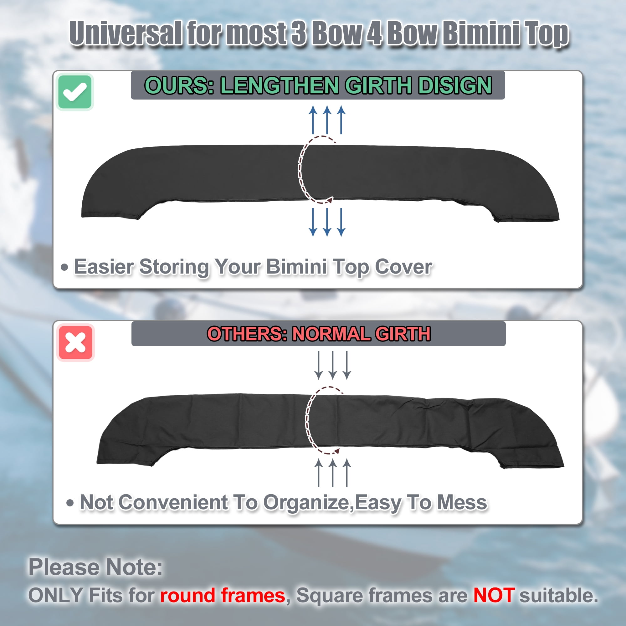 Unique Bargains Bimini Top Storage Boot Cover Waterproof 600D Polyester Beige 73"-78"