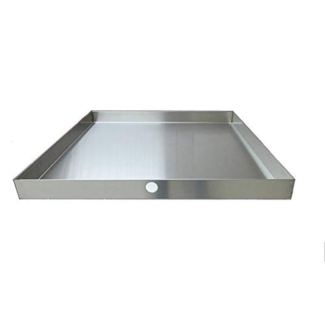 32 Pouces x 30 Pouces 2.5 Pouces Bac de Vidange pour Laveuse Robuste, Acier Inoxydable Fin (avec Trou)