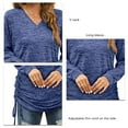 thumbnail image 4 of V-Neck Women's Long Sleeve Ruched Top with Side Drawstring Tie - Royal Blue XL Rawiri, 4 of 5