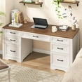thumbnail image 4 of Vabches Farmhouse Executive Desk with 2 Large File Drawers and 5 Drawers, 60" Executive Desk, Workstation Table for Study, 4 of 8