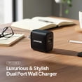 thumbnail image 2 of Powertek 20W USB-C PD + USB-A Dual Port Wall Charger, Carbon Design, Black, 2 of 7