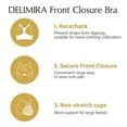 thumbnail image 3 of DELIMIRA Women's Racerback Front Closure Bras Lace Plus Size Full Coverage Underwire Unlined Bra, 3 of 6