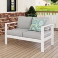 thumbnail image 6 of Superjoe Outdoor 2-Seat Patio Aluminum Loveseat Sofa Couch Furniture with Light Grey Cushions, White, 6 of 10