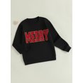 thumbnail image 6 of Mommy and Me Christmas Matching Outfits Merry Letter Sweatshirt Embroidery Crewneck Pullover Tops, 6 of 10