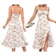 thumbnail image 2 of Vestido Midi con Corsé, Aberturas Fluidas y Cordones para Mujer, Vestido Informal de Verano de Corte A para Fiesta de Té. Flores Rosas XL, 2 of 6