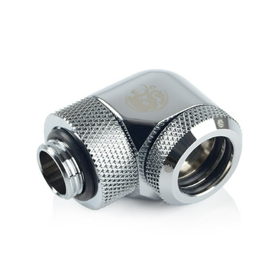Bitspower G1/4" to Enhance Multi-Link Adapter Fitting for 14mm OD Rigid Tubing, 90 Degree Rotary, Silver Shining