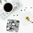 thumbnail image 5 of Kll Square Drink Coasters Set Of 4,Pu Leather Absorbent Coasters Set Decorative Coffee Cup Coasters Housewarming Gift For Home Decor-Skull And Palm Leaves, 5 of 9