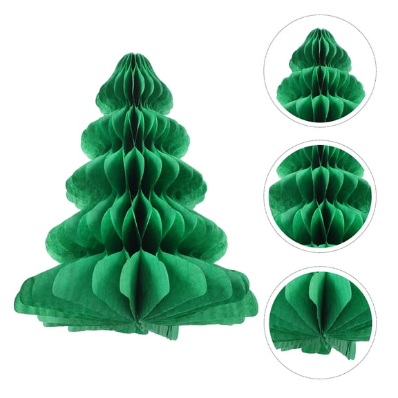 POPETPOP Green Honeycomb Paper Tree Ornament with Easy Assembly for Holiday Table and Hanging