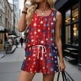 thumbnail image 2 of JULMCOMO 4th of July Two Piece Sets for Women USA Flag Sleeveless Tank Top Patriotic Short Sets Independence Day Square Neck Stars Stripes Clothes with Pockets Dark Blue 2XL, 2 of 8