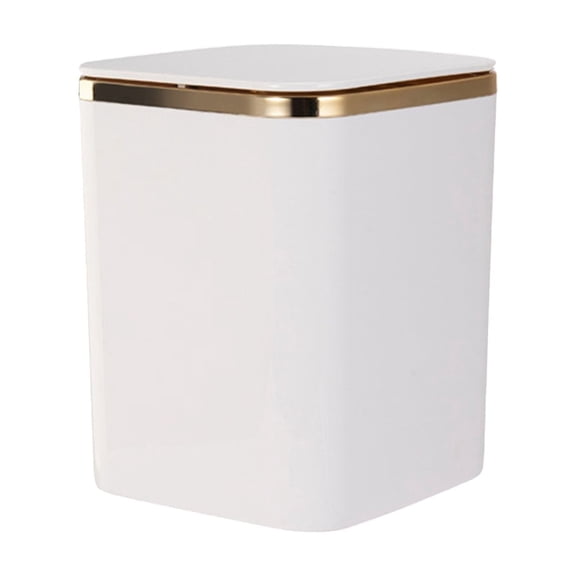 Small Trash Can with Lid for Office, Bedroom, or Dormitory Desk - 6.69 x 5.24 x 5.24 in Plastic Wastebasket