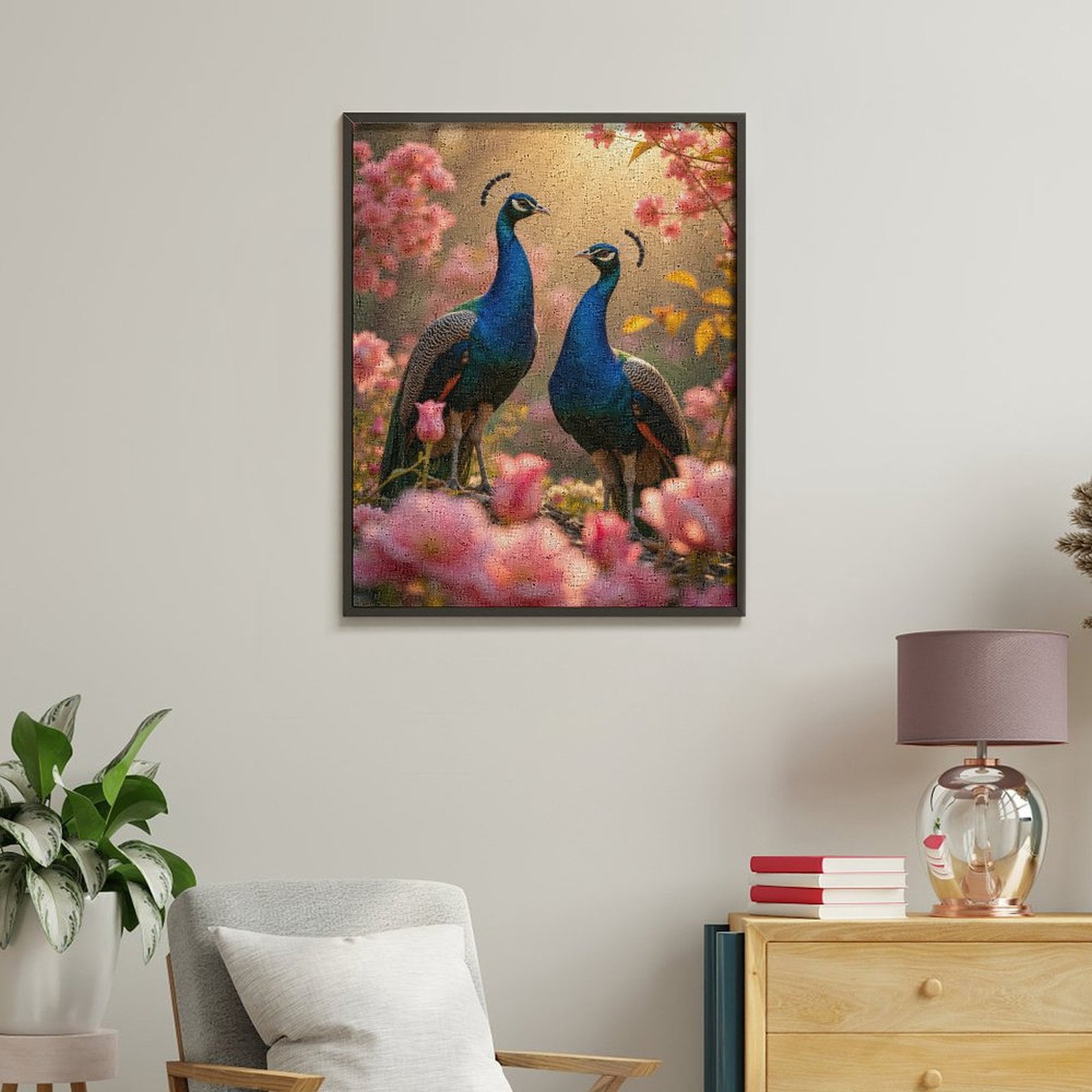 Paint By Numbers Kit for Adults Beginner - DIY Peacocks Blossom Sunrise Scene Canvas Painting Kits for Adults, Frameless Paint By Number for Adults for Home Wall Decor 16x20 Inch