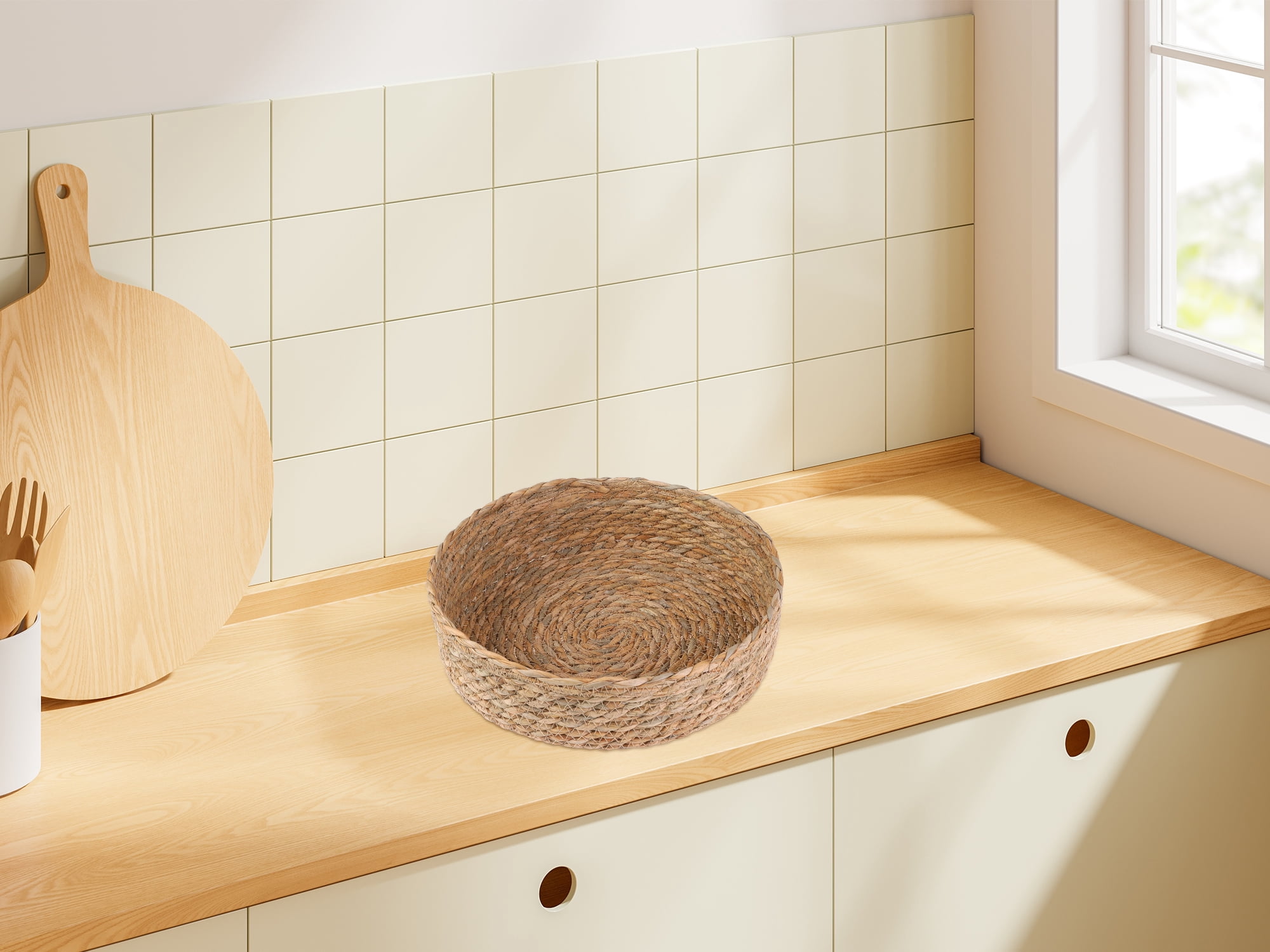 Unique Bargains 3 Packs Wicker Storage Basket Self-Supporting Storage Cube Brown