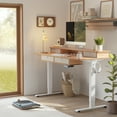 thumbnail image 6 of FEZIBO 63 x 24 Inch Height Adjustable Electric Standing Desk with 4 Drawers, Stand Up Table with Storage Shelf, Sit Stand Desk with Splice Board, White Frame/Light Rustic Brown Top, 6 of 8
