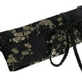 thumbnail image 4 of Cinturón de satén estilo retro para mujer, cinturón tipo kimono, corsé ancho con estampado floral atado. Oro negro, 4 of 4