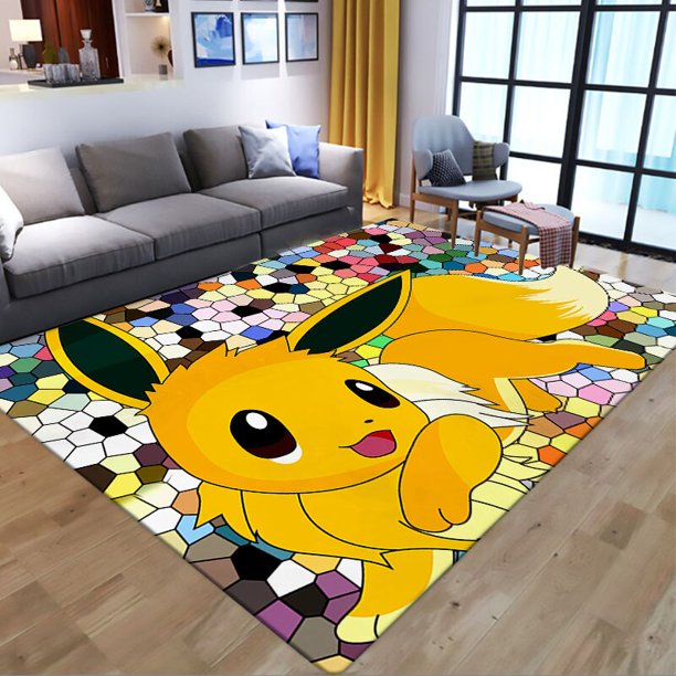 Alfombra de baño de franela antideslizante de Pikachu, alfombra rectangular de dibujos animados de Pokémon, Alfombra de piso para puerta de cocina, alfombra de baño para sala de estar, decoración del