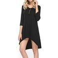 thumbnail image 4 of Weardear Women's Tunic Tops Flowy High Low Blouse 3/4 Sleeve Button V Neck Long Shirt Dress Loose Tee, 4 of 6