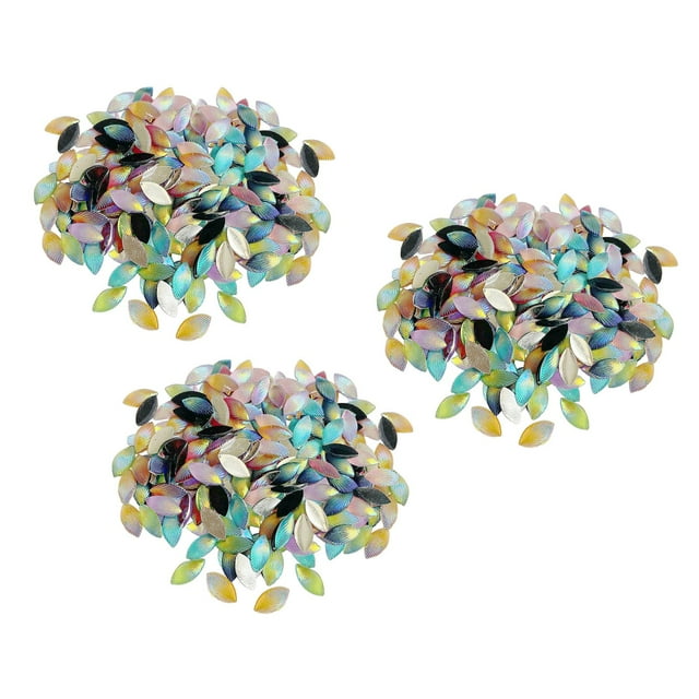 3x 100 PCS Colores Rhinestone Brillo Flor Manchado para Teléfono de Decoración