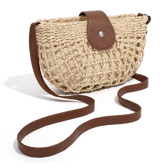 SHILINLANG Straw Bag Beach Purse Summer Purses for Women Vacation Handbags Woven Crossbody Bags Straw Shoulder Bag