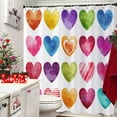 thumbnail image 3 of Valentine''s Day Shower Curtain, Watercolor Colorful Heart Love Theme Girly Bathroom Curtain Waterproof Fabric Machine Washable with Hooks, 72" Wx84 L, 3 of 6